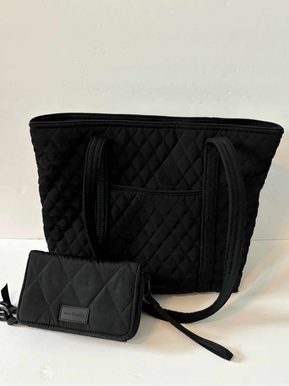 Vera Bradley Black Quilted Tote with Matching Wallet